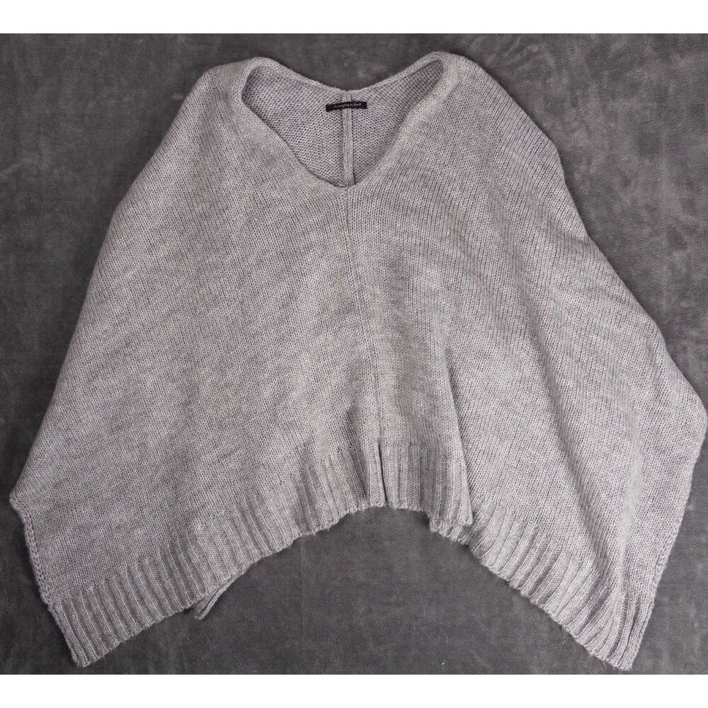 Anthropologie Do Everything in Love Grey Knit Poncho Shawl Womens One Size Boho